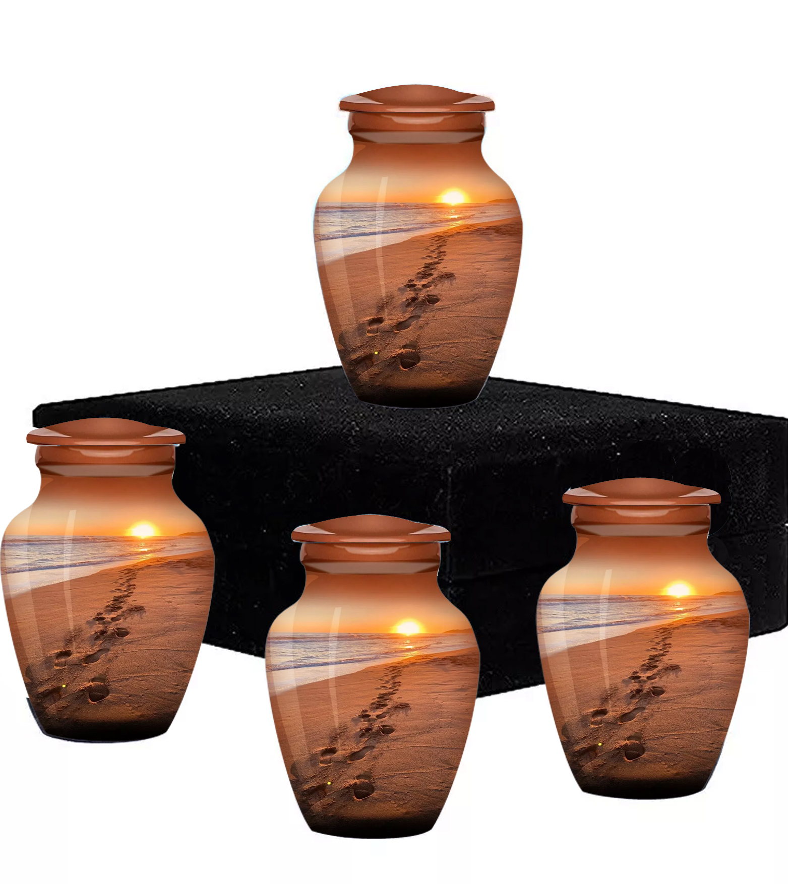 Keepsake urns for human ashes Set of 4 footprints   size 2.75x2.75x3.75 inches.